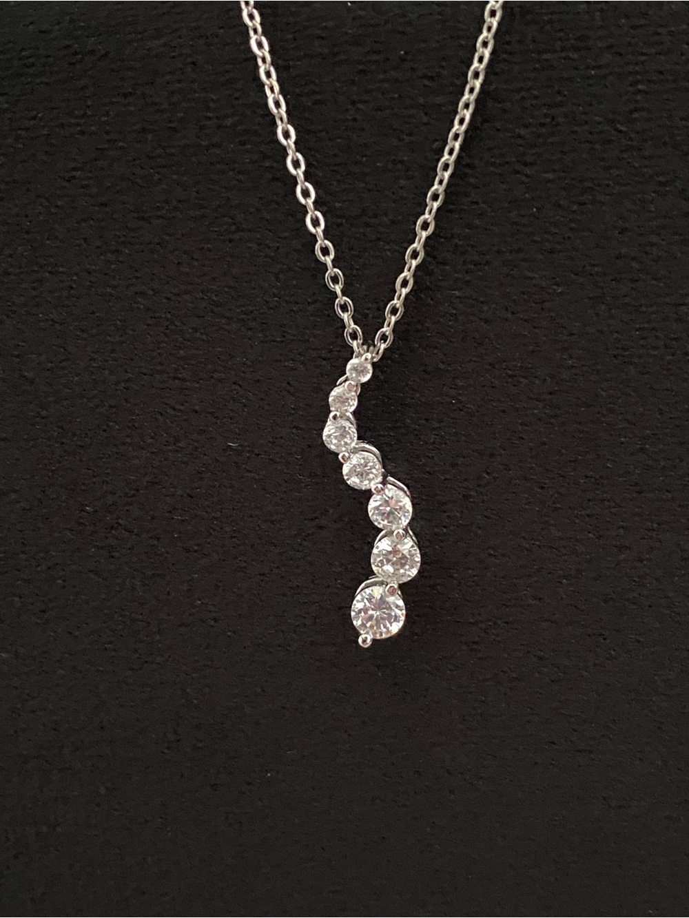Silver Cubic Zirconia Drop Necklace